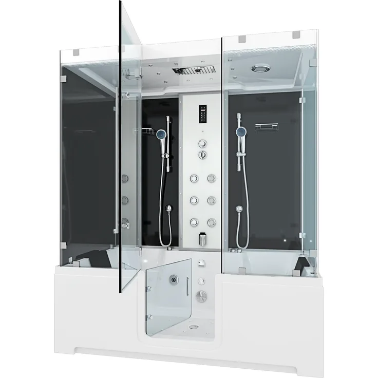 SeniorBad K88-SW-EH-A-EC-SC-EA, Kombination Badewanne Dusche 100x180 cm mit Schlauchreinigung und Scheibenversiegelung