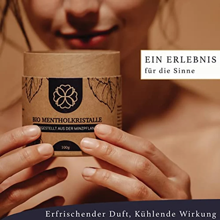 Liebenstein BIO Mentholkristalle, 100g - nachhaltige Verpackung, Holzdosierlöffel, 100% reine Minze, langanhaltendes erfrischendes Aroma – Bild 5