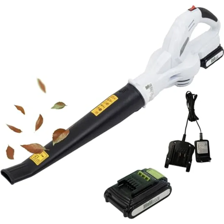 TRUTZHOLM Akku Laubbläser 20V, kabellos, mit 2000mAh Akku und Ladegerät, 40Min Laufzeit, ergonomischer Griff
