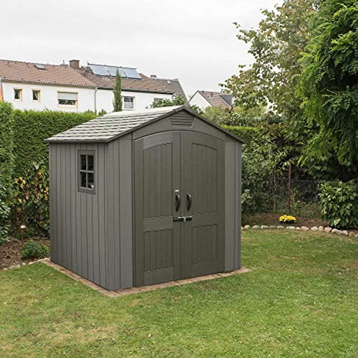 LIFETIME Gartenhaus & Gerätehaus Stella | 213x213x228 cm Grau | Kunststoff Gartenschuppen & Geräteschuppen – Bild 3