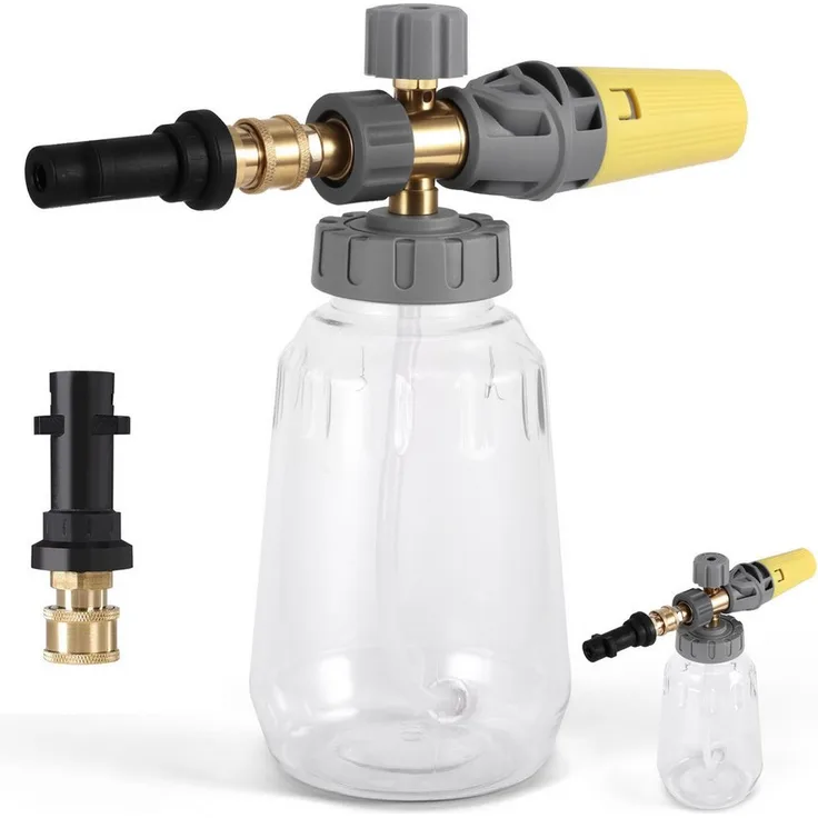 BlingBin Hochdruck-Schaumdüse Schaumkanone für Kärcher K-Serie K2-K7, 1 Liter Flasche, verstellbare Düse, 1/4" Schnellverbinder, langlebig und leckfrei
