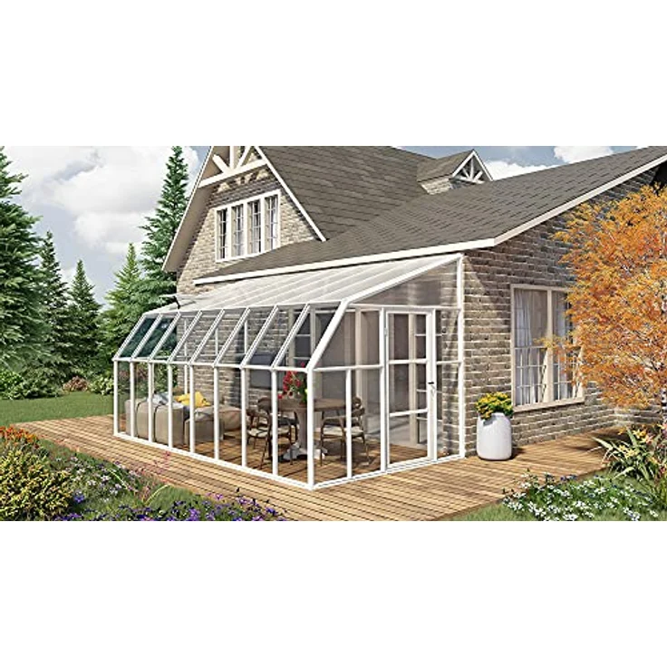 Palram - Canopia Gewächshaus Sun Room, BxTxH: 257 x 508 x 266 cm, BxLxH: 58 x 120 x 266 cm, 3 mm Wandstärke, lebenslang widerstandsfähige Wandpaneele, Alu Wintergarten Polycarbonat 5 x 2.6 m, Weiss – Bild 3