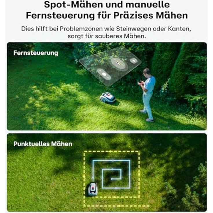 RoboUP Raccoon 2 SE, Rasenmäher Roboter ohne Begrenzungskabel, KI-gesteuert, max. 600㎡, 5Ah Schnelllade-Akku, App-Steuerung, 3-8cm Schnitthöhe, 20° Steigung, flüsterleise 56 dB – Bild 7