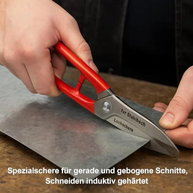STUBAI Lochschere links 250 mm | Metall/Stahlblech | einfache gerade und kreisförmige Schnitte | Figurenschere | Lochschere – Bild 3