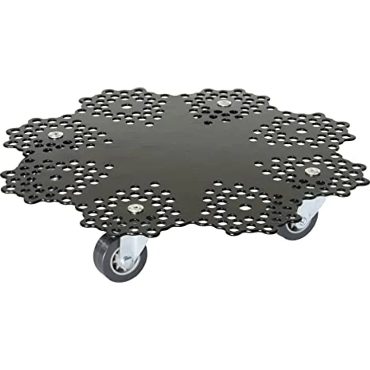 Wagner Pflanzenroller GH 0949, Schwarz Matt, 30 cm x 30 cm, mit Lochmuster und 100 kg Tragkraft, ideal für Balkon und Garten