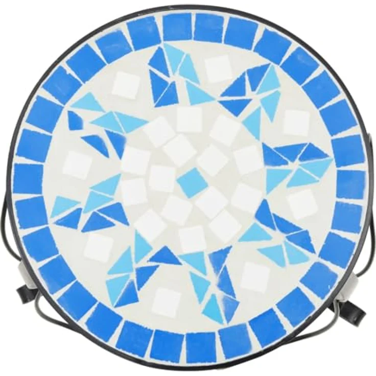 vidaXL Blumenständer, Pflanzenständer 3 Stk. Blau und Weiß Keramik, Mosaik-Design, robustes Eisen gestell, mediterrane Atmosphäre – Bild 9