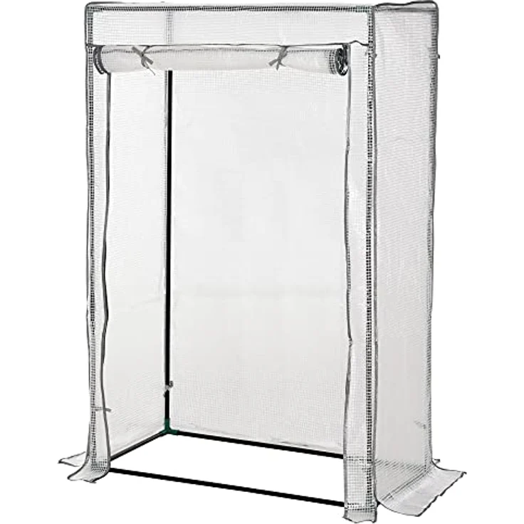Outsunny Gewächshaus mit PE-Gitterfolie, Tür, Winterfest, Stahlrahmen, Tomatengewächshaus 101 x 50 x 150 cm, Weiß – Bild 1