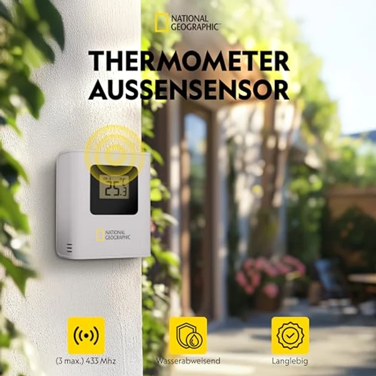 National Geographic Wetterstation, Funkwetterstation mit transparentem Display und Schlummerfunktion, Schwarz – Bild 3