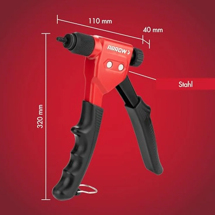 Arrow RNT1 Nietzange, Blindnietmutternzange für Metall und Kunststoff, ergonomisches Design – Bild 3
