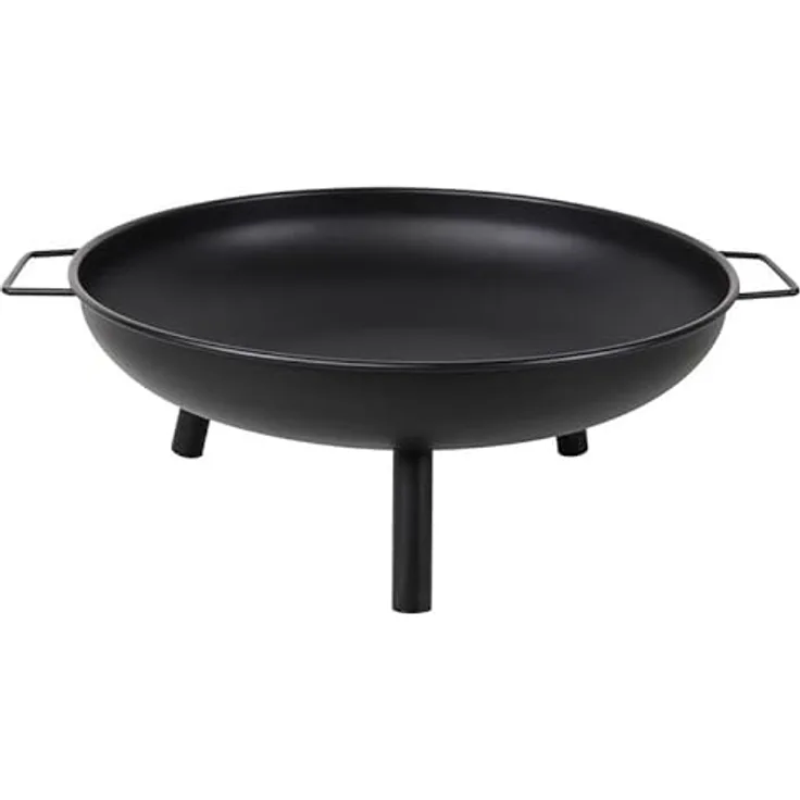 Linder Exclusiv Feuerschale Ø 58 cm, schwarze Feuerstelle mit 3 abschraubbaren Füßen und Tragegriffen