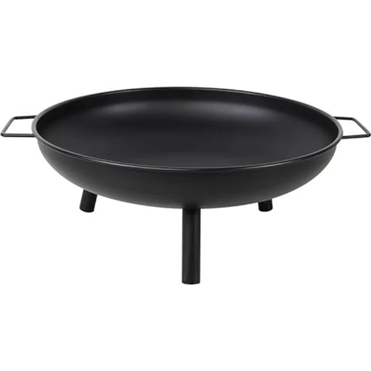 Linder Exclusiv Feuerschale Ø 58 cm, schwarze Feuerstelle mit 3 abschraubbaren Füßen und Tragegriffen – Bild 1
