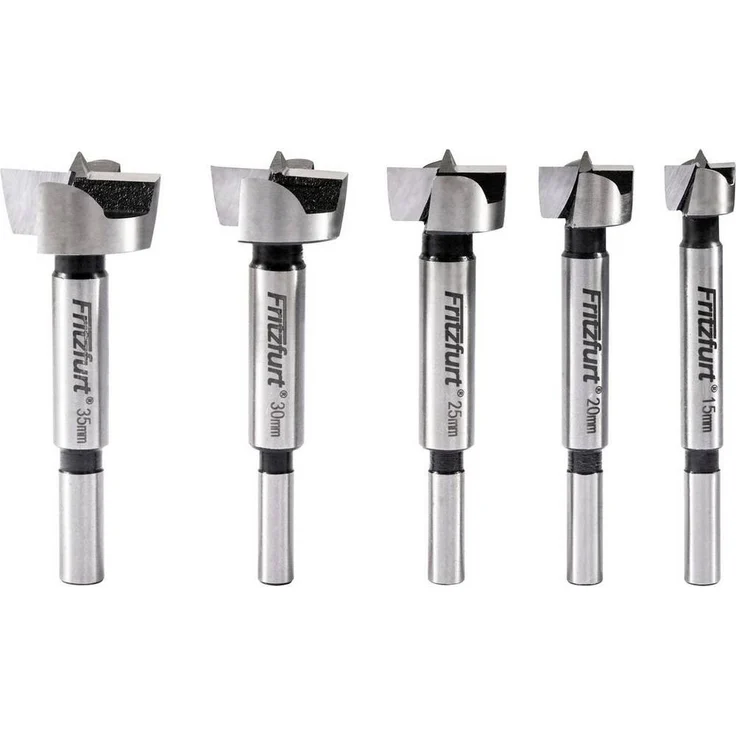 FRITZFURT Holzbohrer Forstnerbohrer-Set 6-teilig, Durchmesser 15 mm, 20 mm, 25 mm, 30 mm, 35 mm, Zylinderschaft 1 Se, Gesamtlänge 200 mm