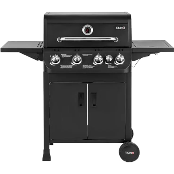 TAINO BRANDO 4+1 Gasgrill, BBQ Grillwagen mit 4 Edelstahlbrennern, Seitenkocher, klappbarem Seitentisch und integriertem Thermometer – Bild 5