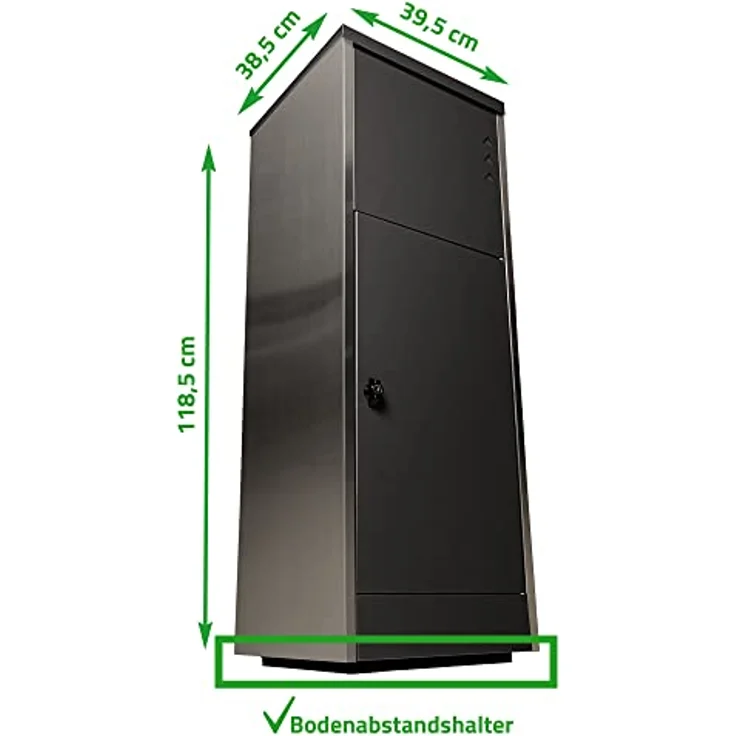 Ondis24 Korona Paketbox XL Postbox für Pakete, Päckchen, Warensendungen und Briefe mit Paketsafe, galvanisiert, mit Gasdruckfedern (118 cm, Grau) (Edelstahlwangen) – Bild 3