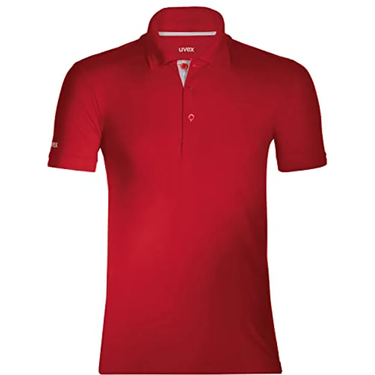 Uvex Unisex-Arbeits Workwear - Rotes Poloshirt aus Tencel-Gewebe M - verminderte elektrostatische Aufladung und reduzierte Geruchsbildung