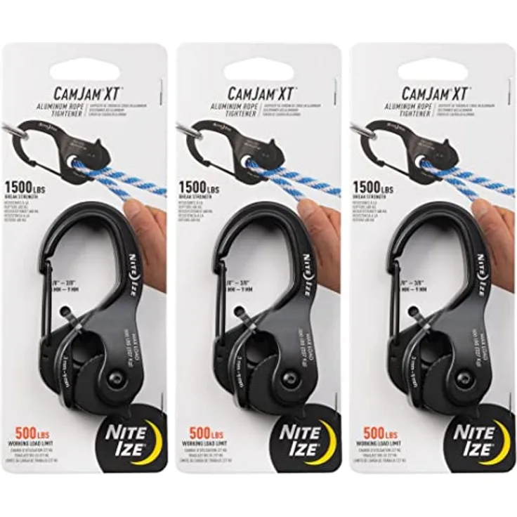 Nite Ize Camjam XT Aluminium Seil Spanner groß Schwere Kordel/Kabel (3er Pack)