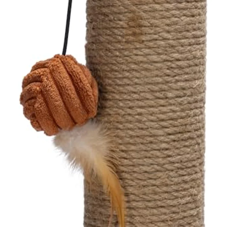 Designed by Lotte Ribbed Kratzbaum Terracotta 41x41x70 cm, mit integriertem Spielball und gerippter Bodenplatte – Bild 2