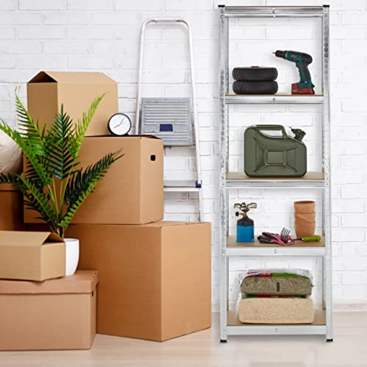 relaxdays Schwerlastregal Verzinktes Schwerlastregal mit 5 Ebenen, Silber, 500 kg Gesamttraglast – Bild 2