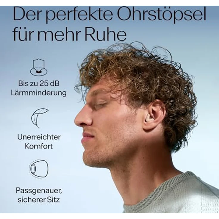 Alpine Silence Ohrstöpsel, Ultrakomfortabler Gehörschutz mit V-Form und weichen Stöpseln in XS/S/M/L, Beige – Bild 2