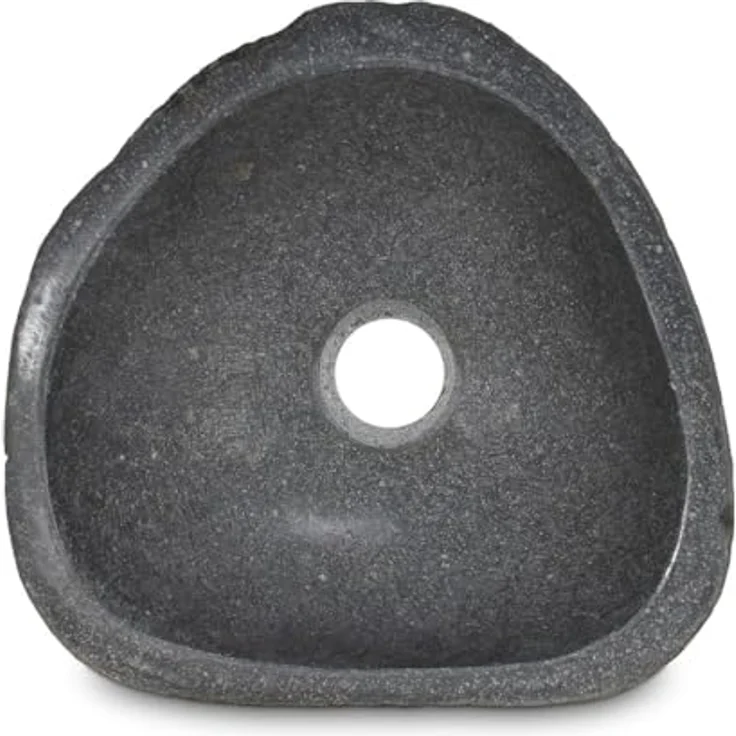 Oriental Galerie Top Serie Flussstein Handwaschbecken Naturstein Waschschale Stein Findling Natur Grau ca.40-45 cm, Einzelstück mit einzigartiger Marmorierung – Bild 5