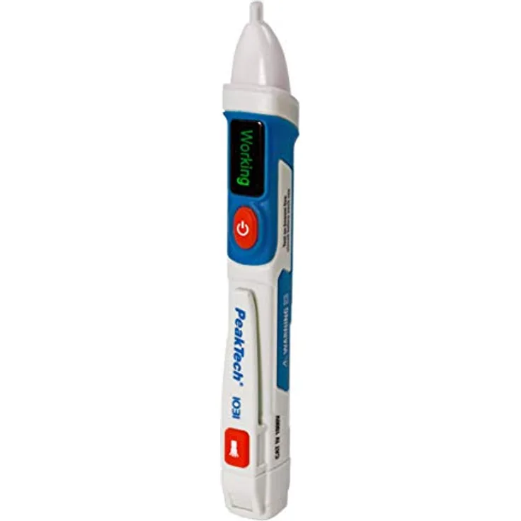 PeakTech 1031 – Kontaktloser AC Spannungsprüfer mit LED Signal Lampe & Vibration, 50 - 1000 V AC Betriebsbereich, Berührungsloser Spannungstester, Strom Prüfgerät, Stift Multimeter - 155 x 25mm, White