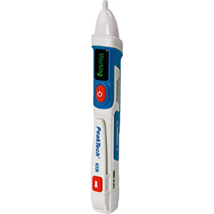 PeakTech 1031 – Kontaktloser AC Spannungsprüfer mit LED Signal Lampe & Vibration, 50 - 1000 V AC Betriebsbereich, Berührungsloser Spannungstester, Strom Prüfgerät, Stift Multimeter - 155 x 25mm, White – Bild 1