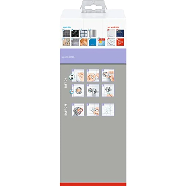 tesa MOON GREY WC-Garnitur, Set mit Halter & WC-Bürste, matt grau, satiniertes Glas - für Bäder im Industrial Style und moderne Badezimmer - bohrfrei, inklusiv Klebelösung - 379 mm x 112 mm x 145 mm – Bild 4