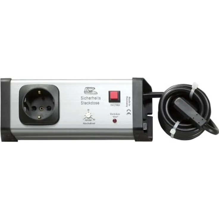 Ehmann 0217e61012a01 Steckdosenleiste mit Schalter und Zeitschaltfunktion – Reduziert Brandgefahr und spart Strom – Schaltbare Steckdose mit Verlängerungskabel Made in Germany