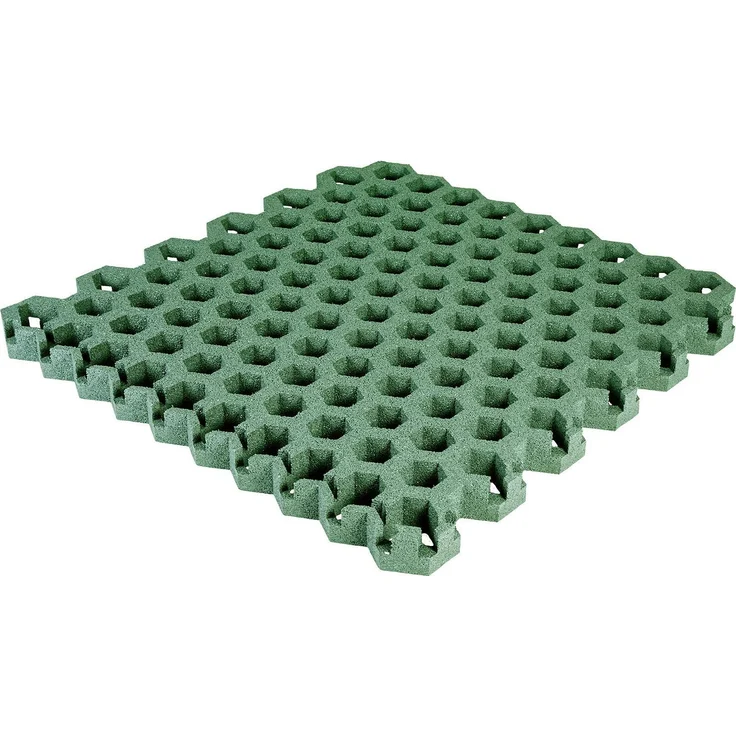 Gum-Tech Rasengitter Hexagon, Bodenschutzmatte, Grün, 106 x 99 x 4,5 cm, Fallschutz bis 3,0 m
