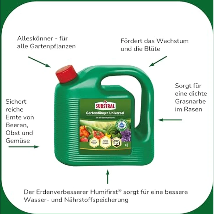 Substral Universal Flüssigdünger, 4L - Fördert Pflanzenwachstum & Blütenbildung, mit Humifirst für alle Gartenpflanzen – Bild 3