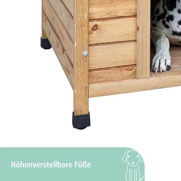 Kerbl Pet 82394 Hundehütte 85 x 73 x 80 cm, wetterfestes Material, Satteldach, Holzfüße, höhenverstellbar - Preisvergleich – Bild 3