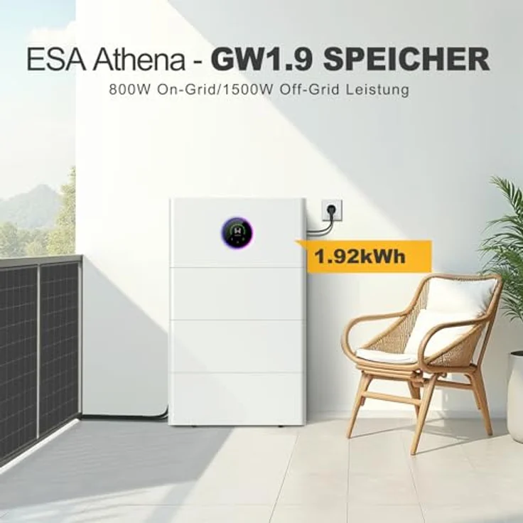 enjoy solar® GoodWe ESA Athena GW0.8/1.9 – Balkonkraftwerk Speicher, 1,92kWh Kapazität, Off-Grid bis 1500W, modulare LFP-Batterietechnologie – Bild 4