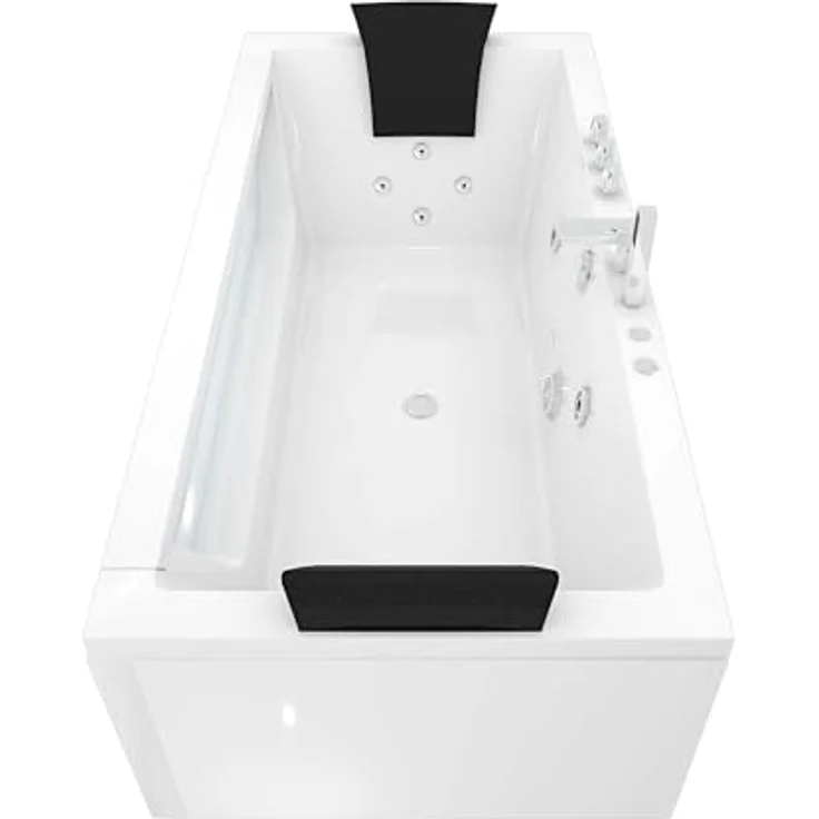 AcquaVapore Whirlpool Pool Badewanne W83-B, 180x90 cm, 2-Personen, 1100W Wassermassage, 100% Acryl, inkl. Armaturen und Frontschürzen – Bild 7