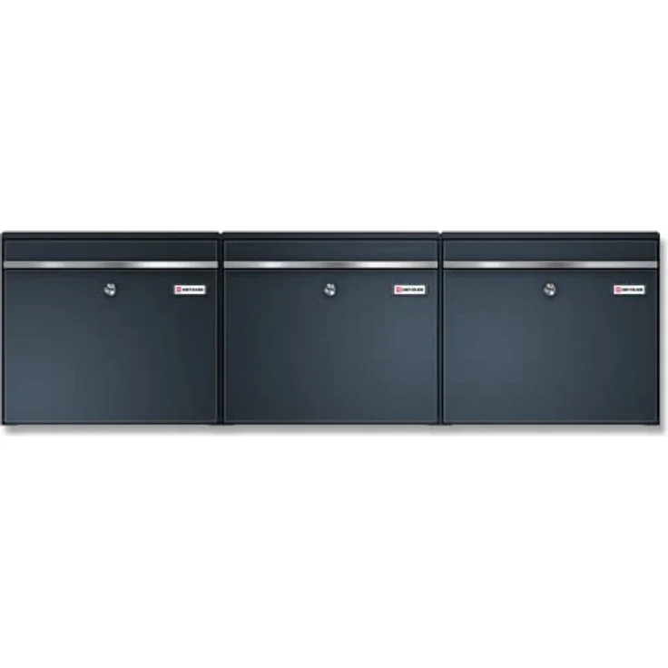 Metzler XXL dreifach Briefkasten aus massivem Stahl in Anthrazit RAL 7016 - Wandmontage - mit austauschbarem Namensschild - Horizontal Bk212 – Bild 1