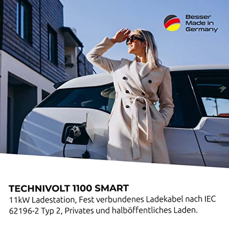 Technivolt 1100 Smart Wallbox 11kW mit 5m Ladekabel, Schwarz-Grau (0000-6301) – Bild 3