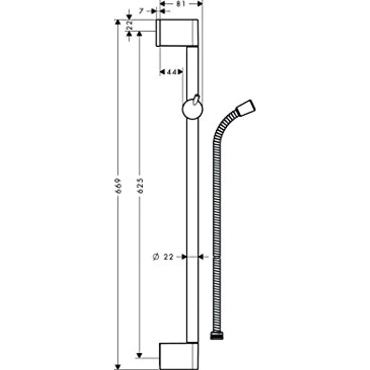 hansgrohe Brausegarnitur Unica Crometta 650mm chrom, geräuschlose Winkelverstellung, Metaflex 1600mm – Bild 2