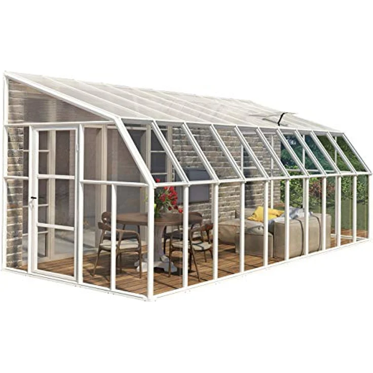 Palram - Canopia Gewächshaus Sun Room, BxTxH: 257 x 632 x 266 cm, BxLxH: 58 x 120 x 266 cm, 3 mm Wandstärke, lebenslang widerstandsfähige Wandpaneele, Alu Wintergarten Polycarbonat, 6.3 x 2.6 m, weiß – Bild 2