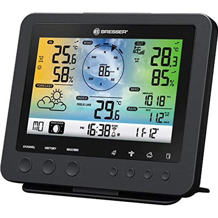 Bresser Wetterstation Weather Center 5-in-1 WLAN Prof. Sensor, 5-in-1 Sensorsystem mit Messwerten für Wind, Temperatur, Luftfeuchtigkeit und Niederschlag, Schwarz – Bild 2