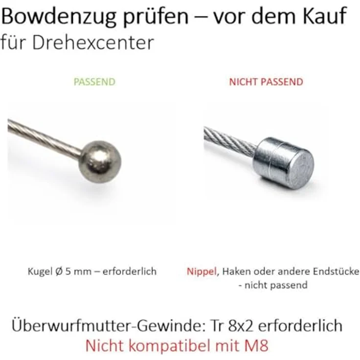 keenberk Drehbetätigung für Bowdenzug, Excenterablauf Ersatzteil für Excenterventile, schwarzer Kunststoff, Ø 35 mm, Made in Germany – Bild 3