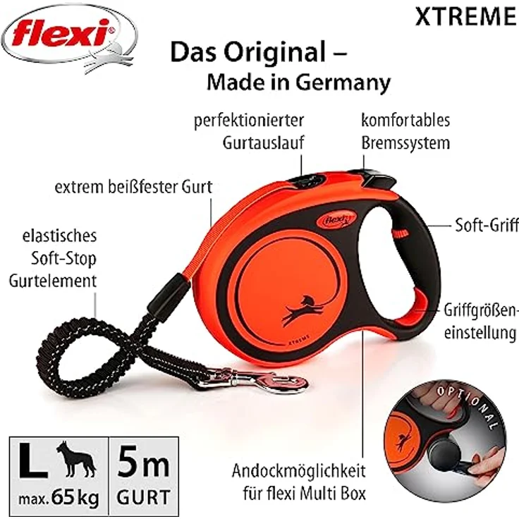 Flexi Leine XTREME L, GURT 5 m schwarz/orange – Bild 2