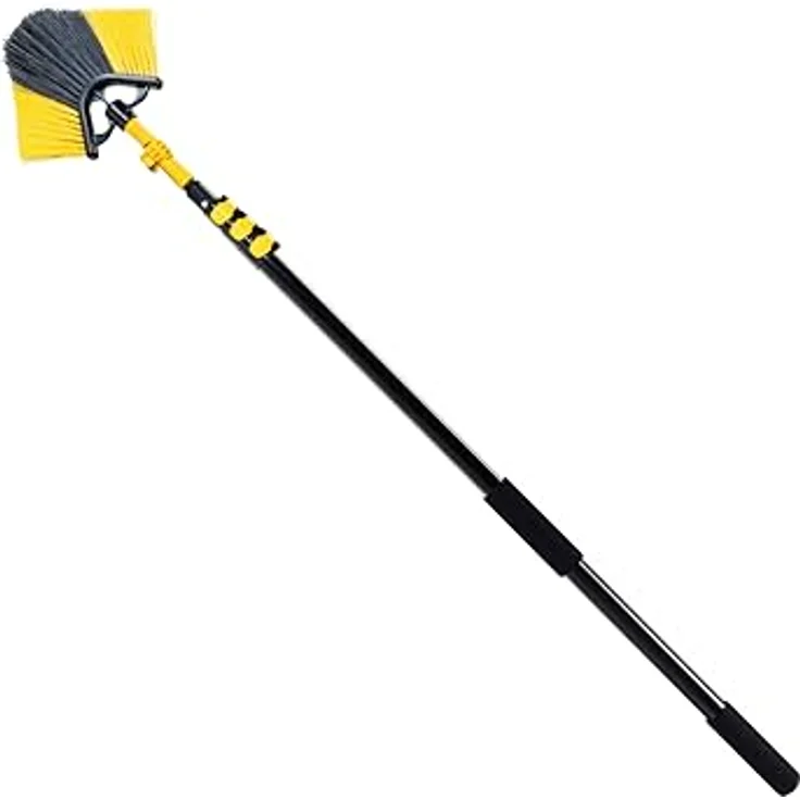 Neustanlo Teleskopstiel Dreiecksbesen mit Teleskopstange 400 cm, Schnellspannsystem, ergonomische Handgriffe - ideal für Haus und Garten – Bild 5