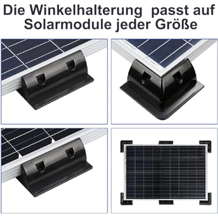 enjoy solar ABS Montage Set für Solarmodule, 7 Teile in Schwarz, inklusive Dachdurchführung und robusten Halterungen für Wohnmobile und Boote – Bild 2