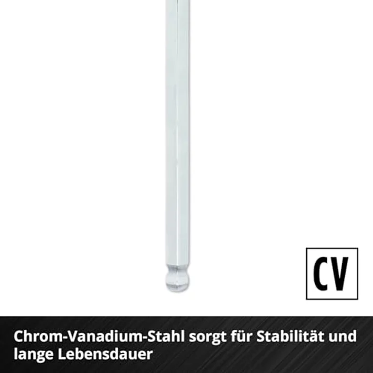 Einhell T-Griff-Schraubendreher-Set 6-tlg., CrV-Stahl, Kugelkopf, 90°-Klinge, Innensechskantschrauben für Maschinen- & Fahrzeugmontage – Bild 4