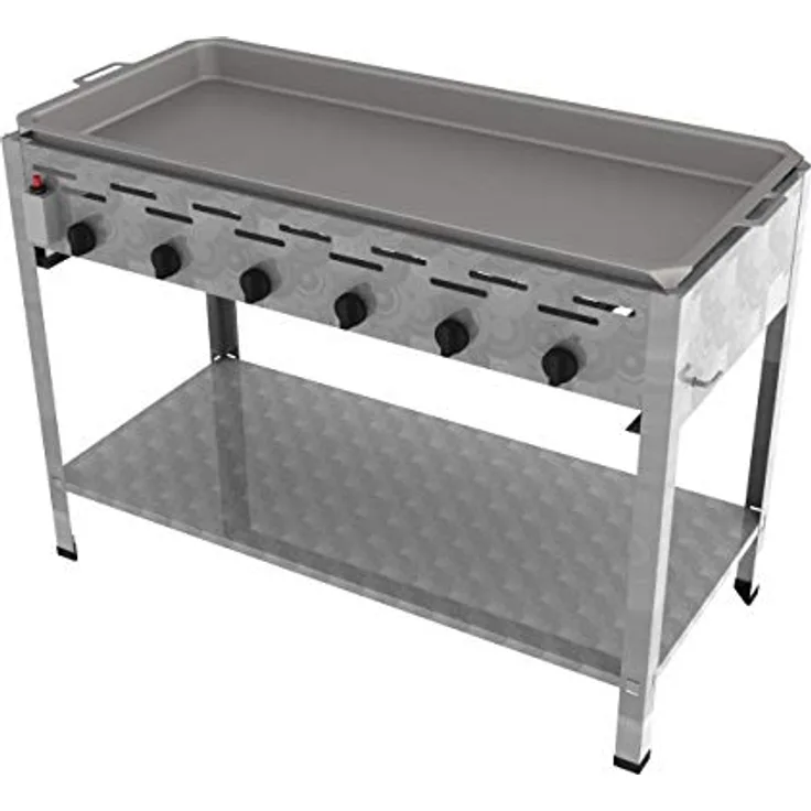 ChattenGlut Gasgrill Gastrobräter 22kW mit Pfanne, Edelstahl, Piezozündung, thermischer Flammüberwachung - 1140x530x800 cm