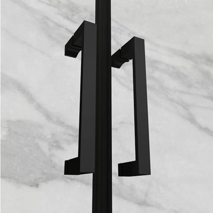 i-flair schwarze Duschtür 74-77 cm, 180 cm hoch, 6 mm Sicherheitsglas, Edelstahlgriffe, rahmenlos, magnetdichtend – Bild 8