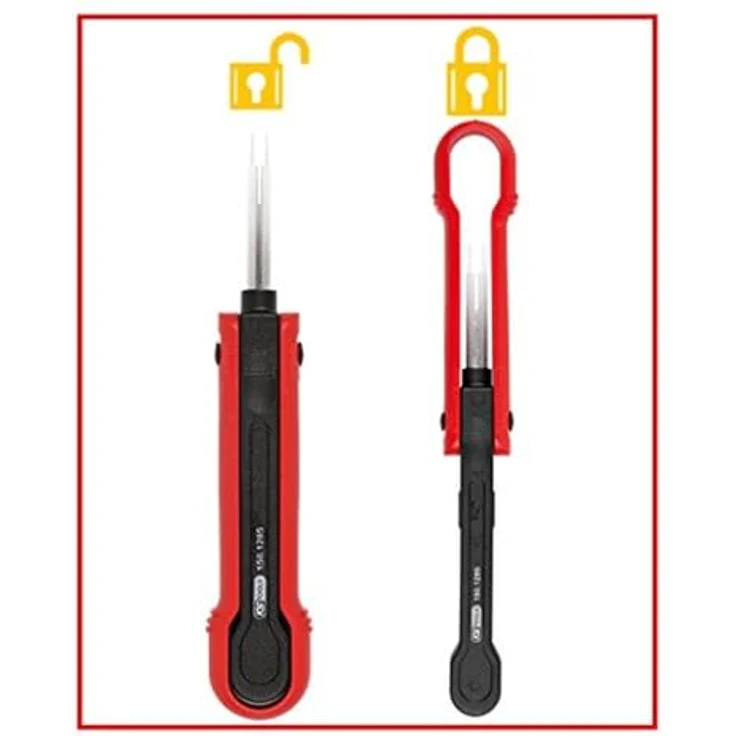KSTOOLS Entriegelungswerkzeug für Flachstecker/Flachsteckhülsen 2,8mm, hochwertiger Federbandstahl mit Schutzbügel zur zerstörungsfreien Entriegelung – Bild 4