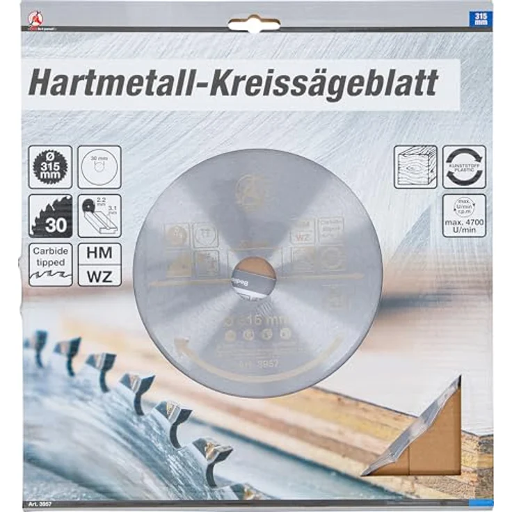 Kraftmann 3957 | Hartmetall-Kreissägeblatt | Ø 315 x 30 x 3,0 mm | 30 Zähne – Bild 4