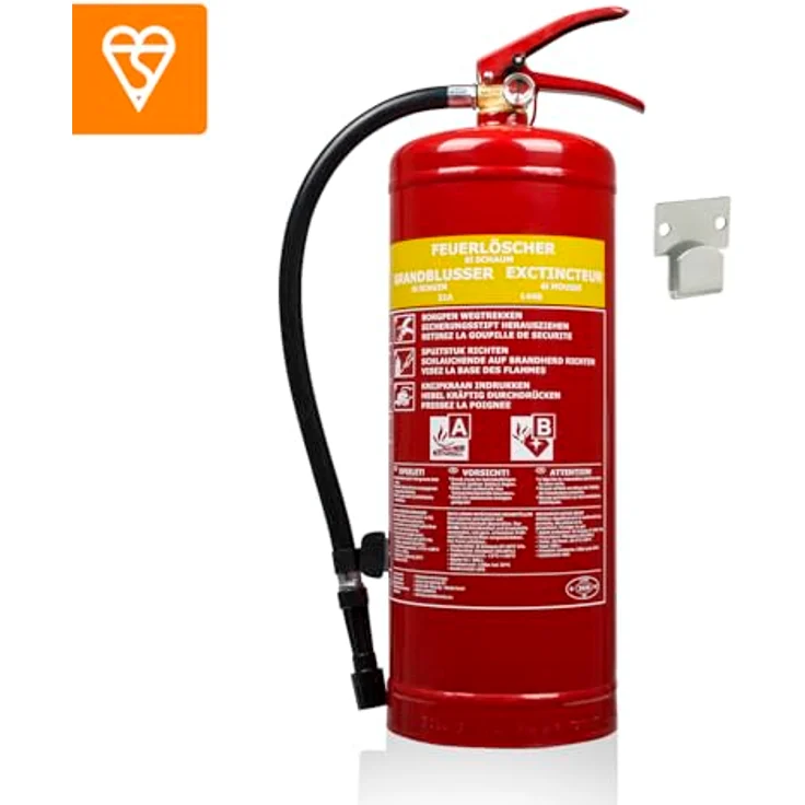 Smartwares Schaum Feuerlöscher SB6 6L Brandklassen AB Stahl mit Halterung – Bild 7