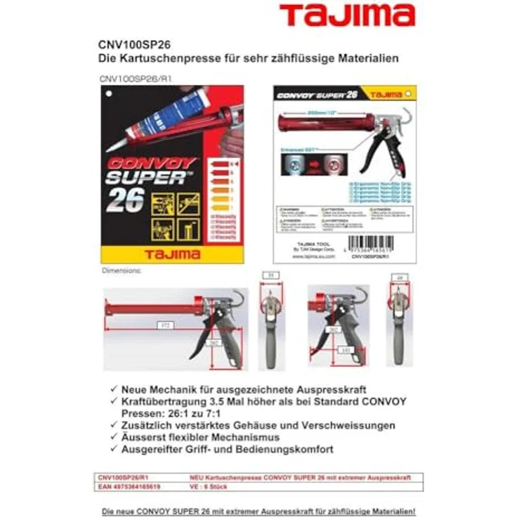 Tajima Kartuschenpresse Kunststoff, 1 Stück, TAJ-66282 – Bild 5