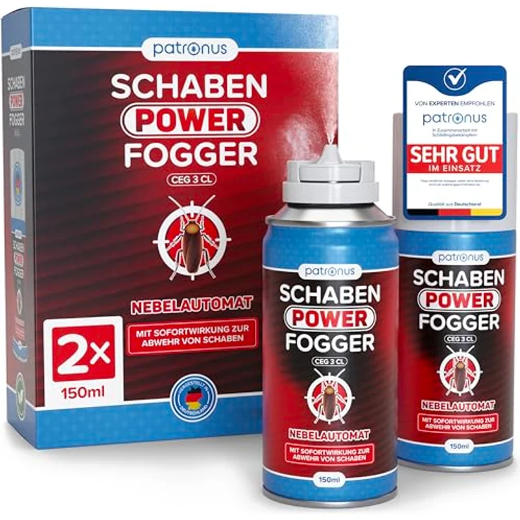 Patronus Schaben Power Fogger, effektiver Vernebler mit maximaler Sofortwirkung, 2x 150 ml – Bild 1